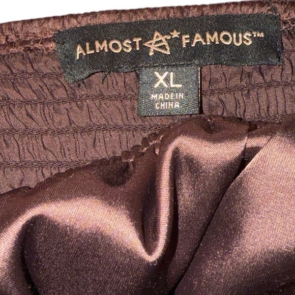 Satin-Like Brown Off The Shoulder Top - Picture 3 of 3